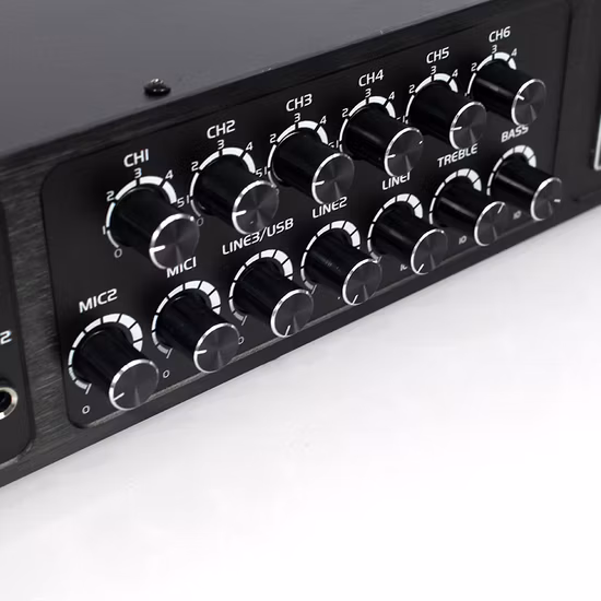 Amplificatore per indirizzo pubblico Amplificatore di potenza del sistema PA Bluetooth a 6 zone con controllo del volume individuale